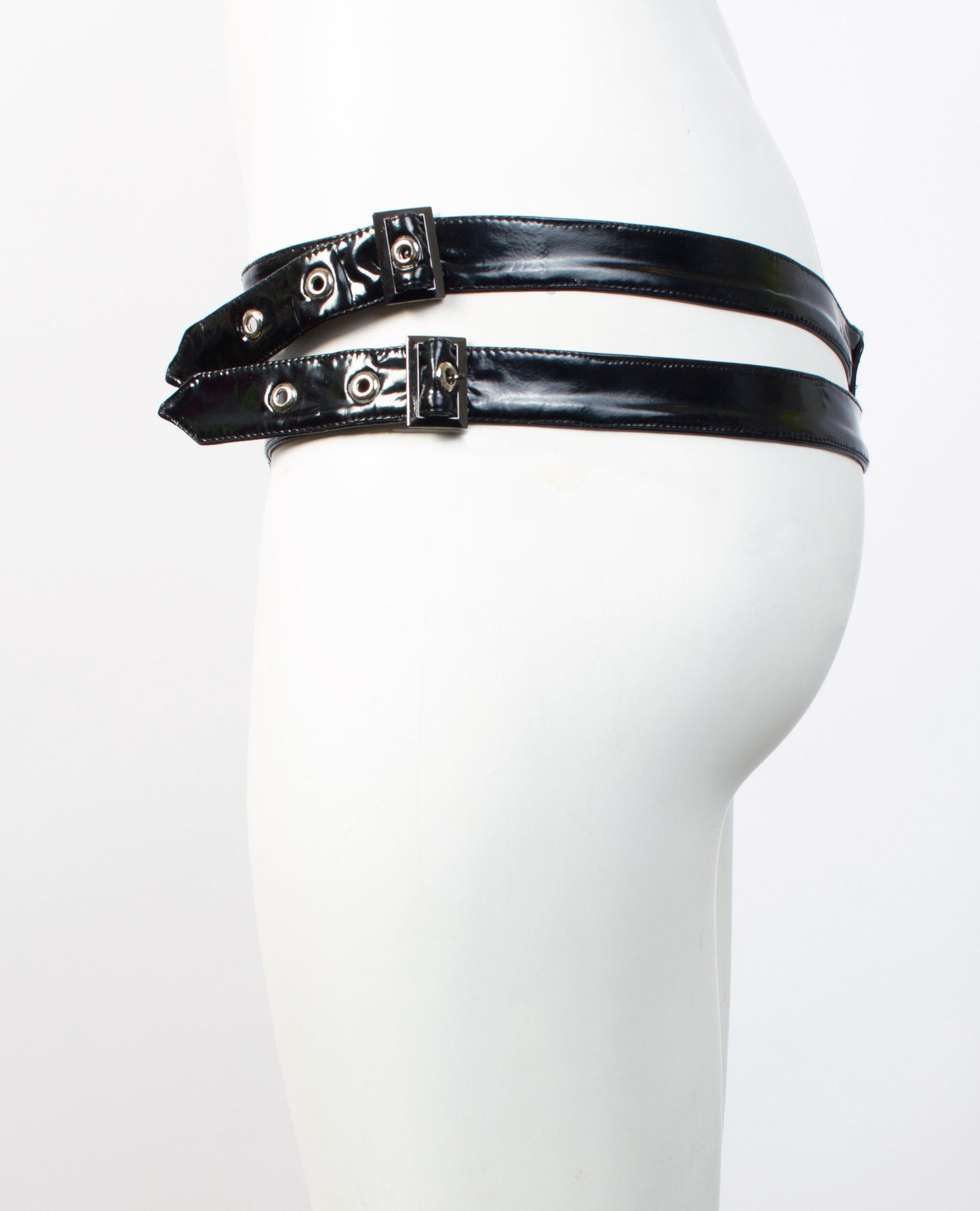 XXX PVC STUDDED THONG