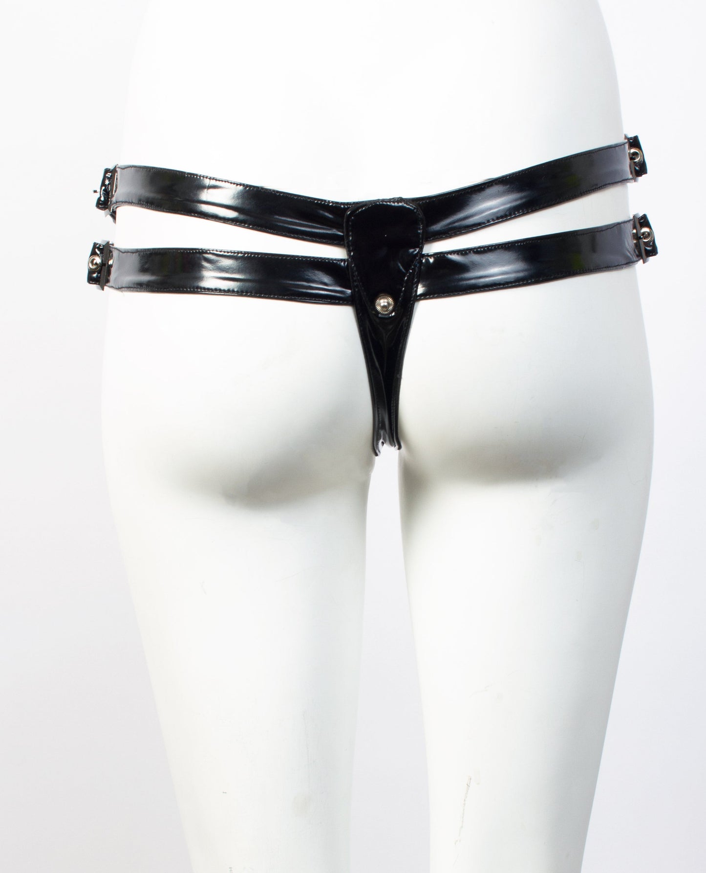 XXX PVC STUDDED THONG