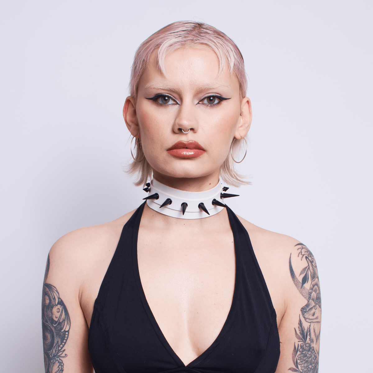 MIX SPIKED COLLAR WHITE / BLACK - XXX